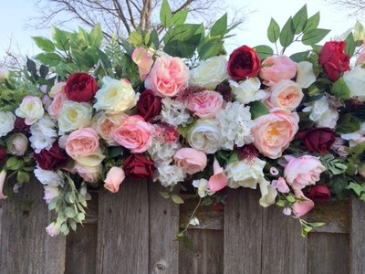 Wedding Arch Swag in Burgundy and Blush Pink, Wedding Decorations - image3